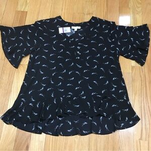 NWT Michael Kors XXL Black All Over Logo Blouse/ Top